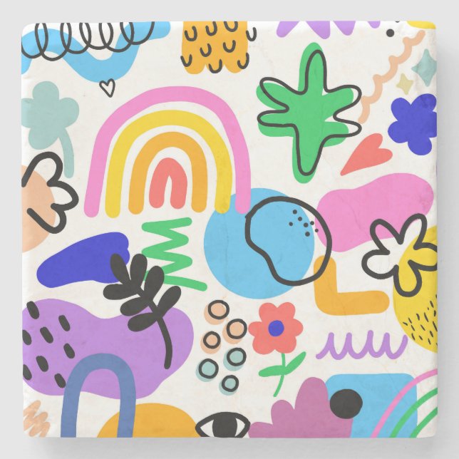 Happy and colorful abstract designs steinuntersetzer (Vorderseite)