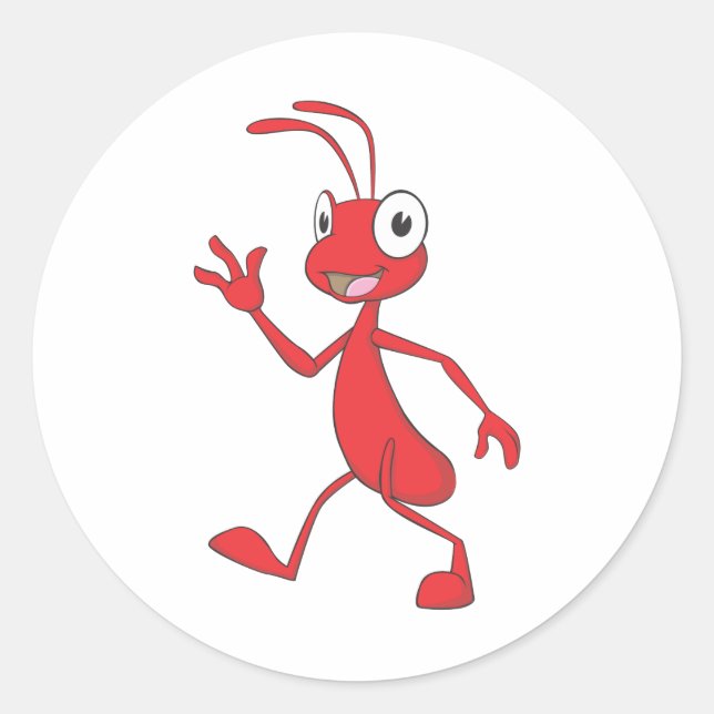 Happy and Friendly Ant Walking Runder Aufkleber (Vorderseite)