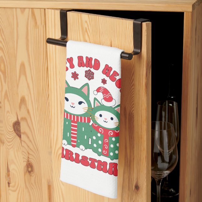 Happy and Meowy Christmas Cats Geschirrtuch (Drittel gefaltet)