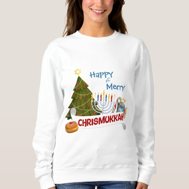 Happy and Merry Chrismukkah Interfaith Holiday Art Sweatshirt (Vorderseite)