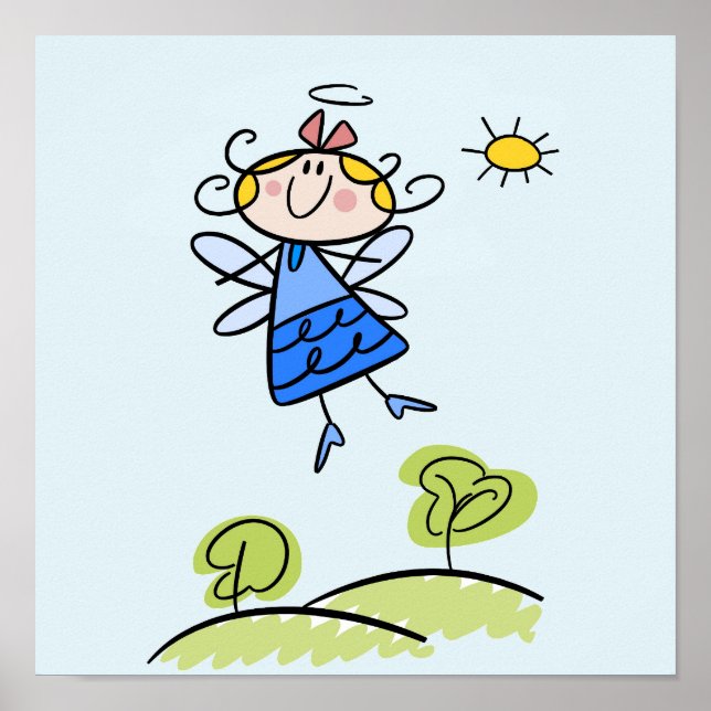 Happy Angel Fairy Jumping und Tanzen Außenbereich Poster (Vorne)