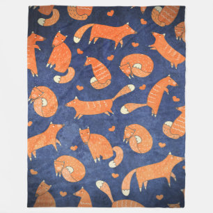 Happy-animal-fox-Muster Fleecedecke