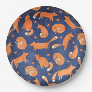 Happy-animal-fox-Muster Pappteller