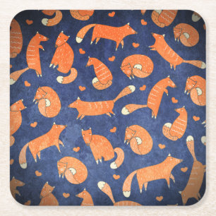 Happy-animal-fox-Muster Rechteckiger Pappuntersetzer