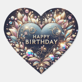 Happy anniversaire autocollant : forme du coeur