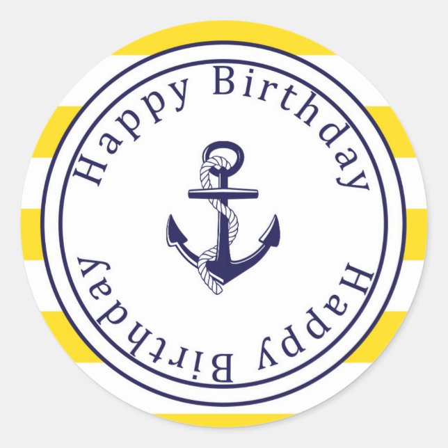 Happy Anniversaire autocollant - Jaune nautique -  (Devant)
