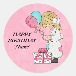 Happy Anniversaire nom autocollant