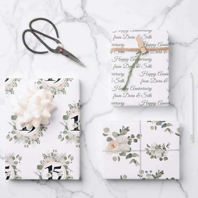 Happy Anniversary 15. Jahr Custom Geschenkpapier Set (Vorderseite)