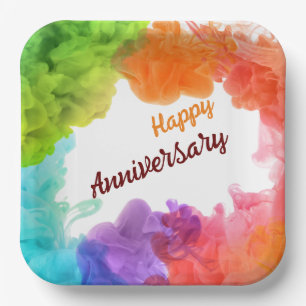 Happy Anniversary 9" Square Paper Plate Pappteller