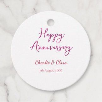  Happy anniversary add name pink bold name date si Geschenkanhänger