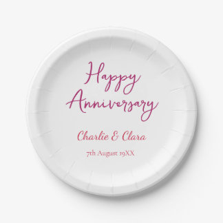  Happy anniversary add name pink bold name date si Pappteller