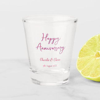  Happy anniversary add name pink bold name date si Schnapsglas