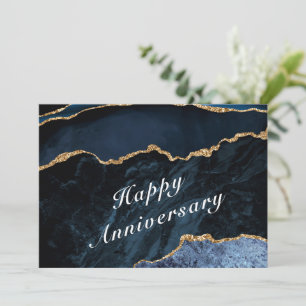 Happy Anniversary - Agate Navy Blue Gold Edelstein Karte