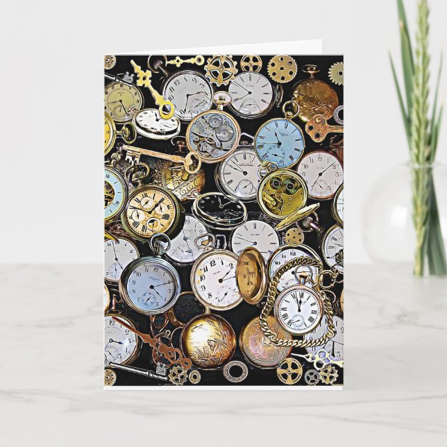 Happy Anniversary Antique Uhren Karte (Vorderseite)