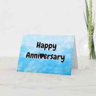 Happy Anniversary Blue and Black Hearts Card Karte