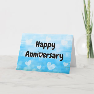 Happy Anniversary Blue and Black Hearts Karte
