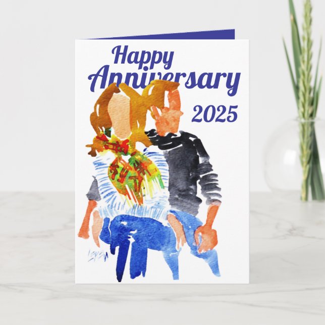 Happy Anniversary Blue Jeans and Sweaters Karte (Vorderseite)