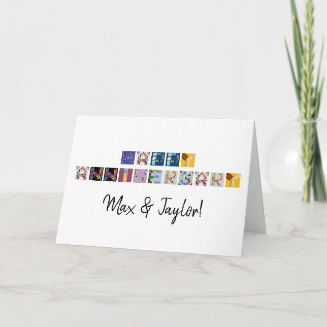 "Happy Anniversary" Board Game Alphabet Card Karte (Vorderseite)