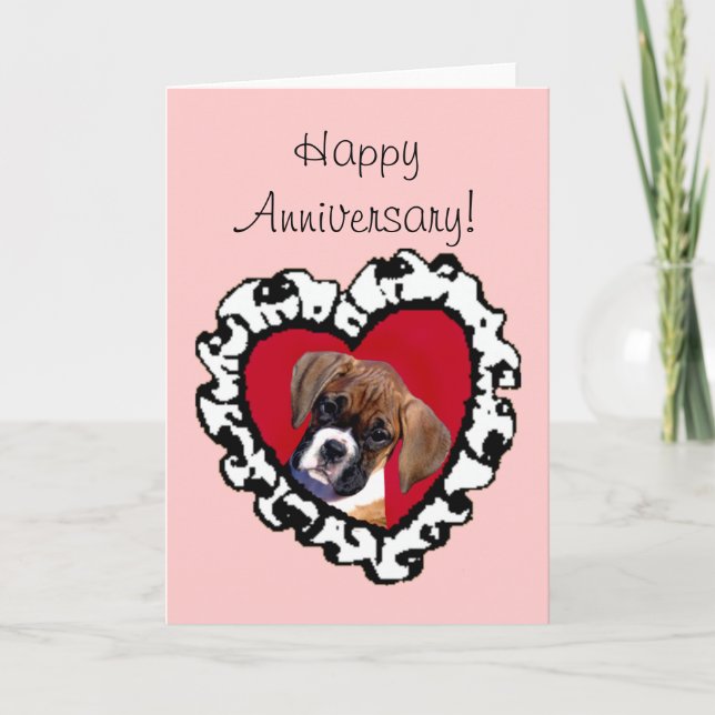 Happy Anniversary Boxer Welpengrüßkarte Karte (Vorderseite)