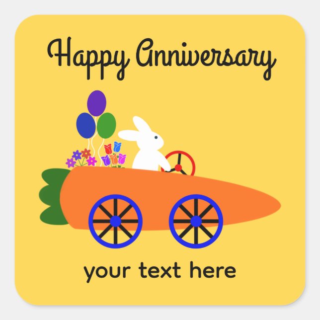Happy Anniversary Bunny Carrot Car #2 Stickers (Vorderseite)