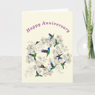 Happy Anniversary Card Flying Spring Birds Karte