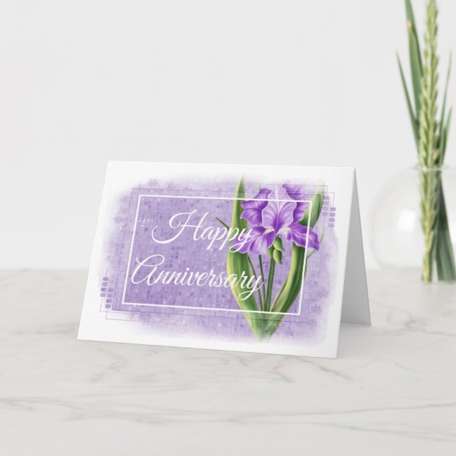 Happy Anniversary Card - Lila Iris d2 Karte (Vorderseite)