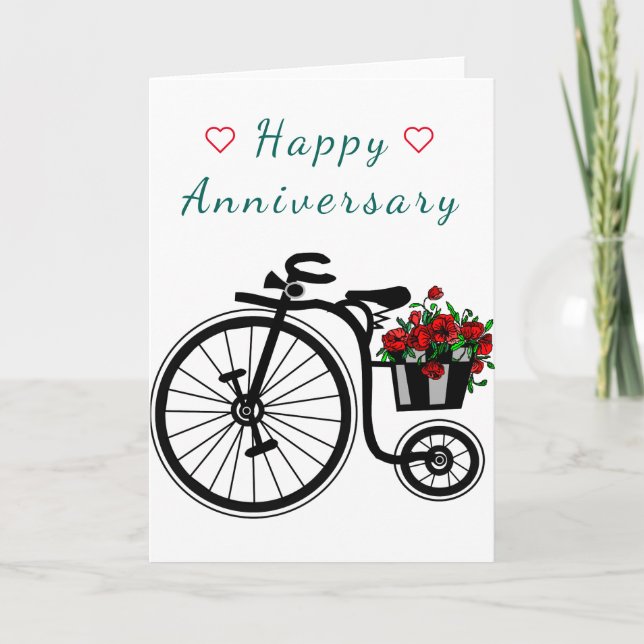 Happy Anniversary Card Romantische Blume Liebe Bik Karte (Vorderseite)