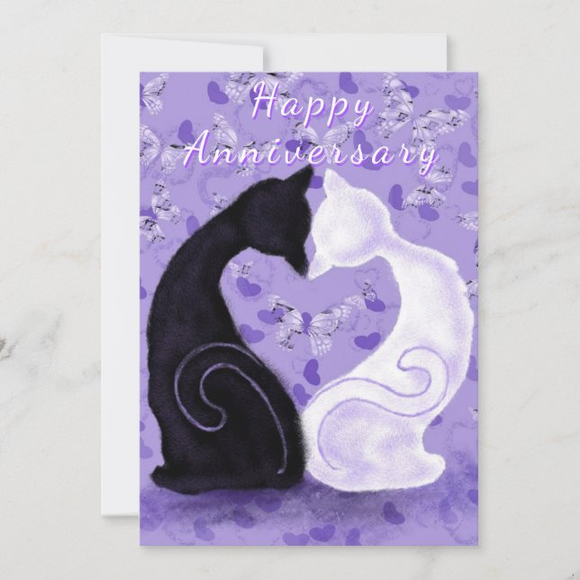 Happy Anniversary Card Romantische Cat Couple Lieb Karte (Vorderseite)