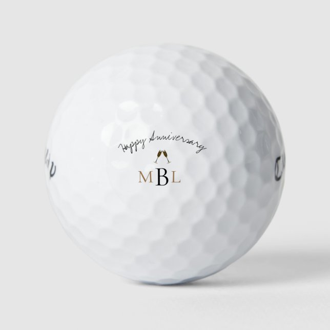 Happy Anniversary Champagne Monogram Callaway Golfball (Vorderseite)