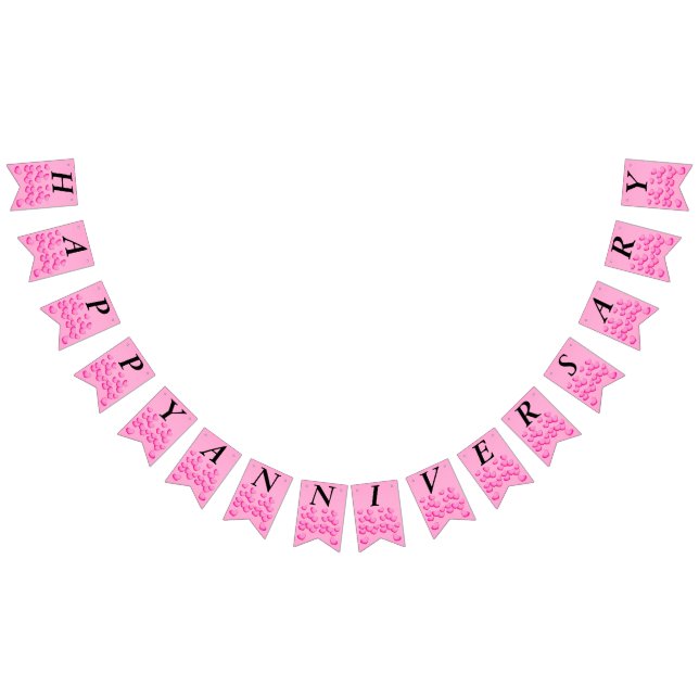 Happy Anniversary Cluster Bright Pink Liebe Hört Wimpelkette (Alle)