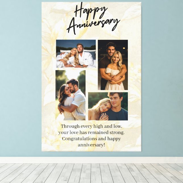 Happy Anniversary Custom Collage Leinwanddruck (Insitu (Holzboden))