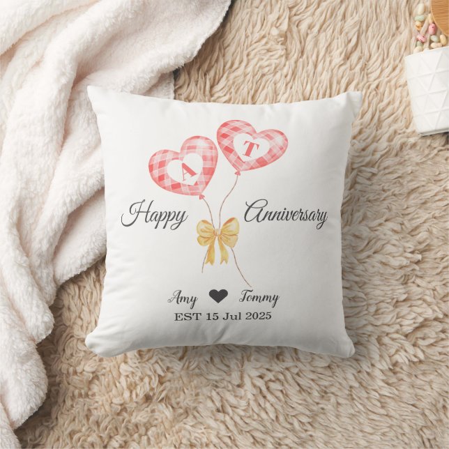 Happy Anniversary - Custom Letter On Red Balloon Kissen (Decke)