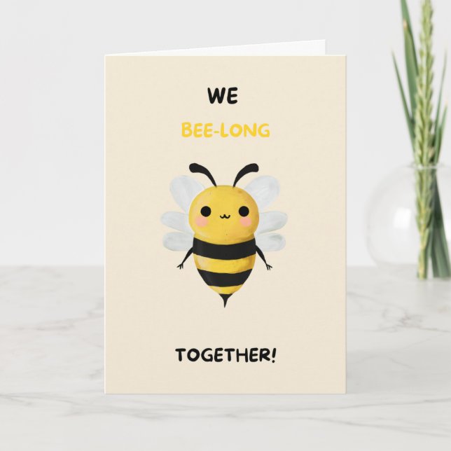 Happy Anniversary Cute Funny Simple Bee Card Karte (Vorderseite)