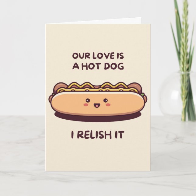 Happy Anniversary Cute Funny Simple Hotdog Card Karte (Vorderseite)