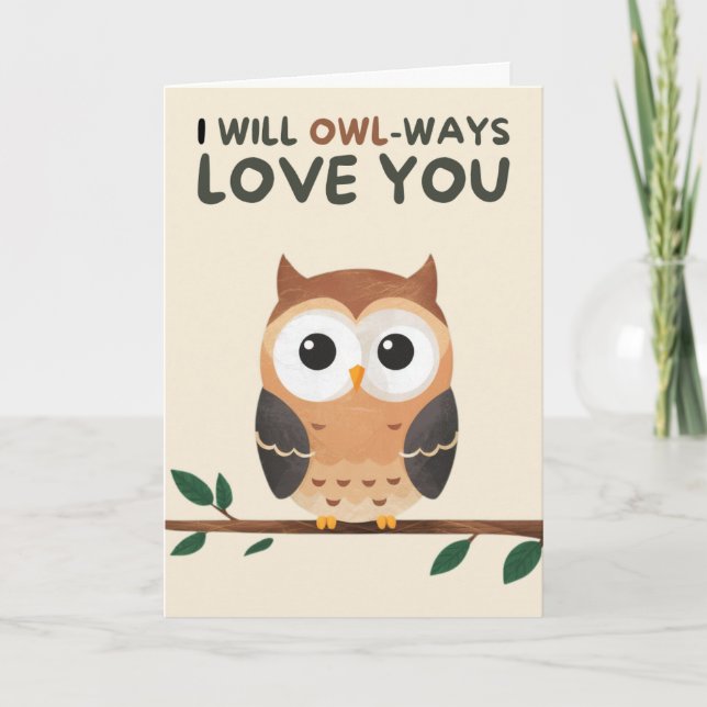 Happy Anniversary Cute Funny Simple Owl Card Karte (Vorderseite)