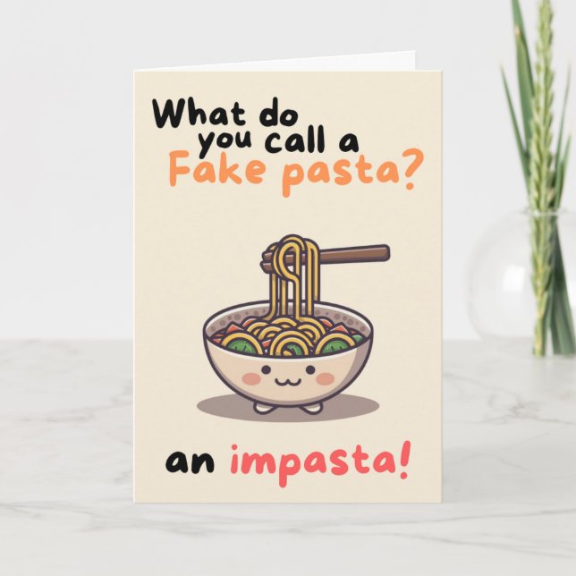 Happy Anniversary Cute Funny Simple Pasta Card Karte (Vorderseite)