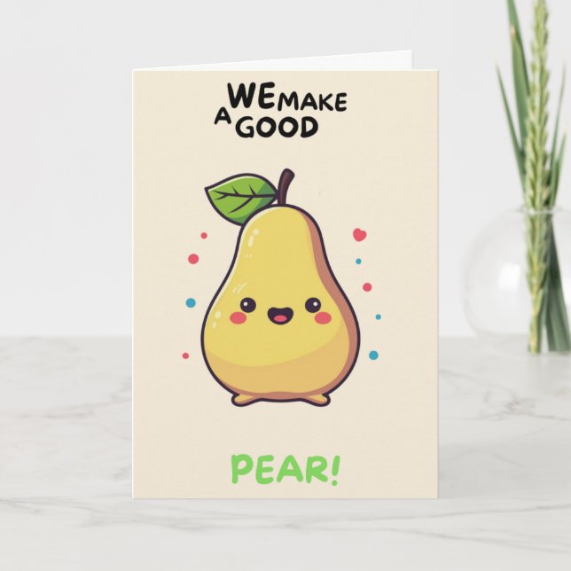 Happy Anniversary Cute Funny Simple Pear Card Karte (Vorderseite)