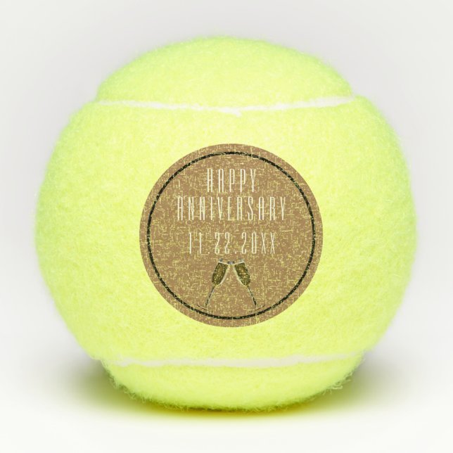 Happy Anniversary Ded Champagne Toast Tennisbälle (Vorderseite)