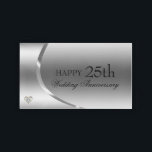 Happy Anniversary - Diamonds Gold und Silberherz Acryl Tablett<br><div class="desc">Einfach eleganter silberner Hintergrund mit Diamantenherz. 25. Hochzeitstag.</div>