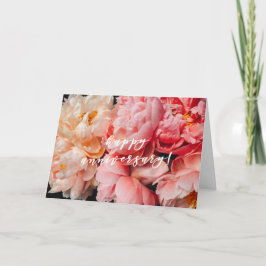 Happy Anniversary, Elegant Pink und Korallen Peoni Karte