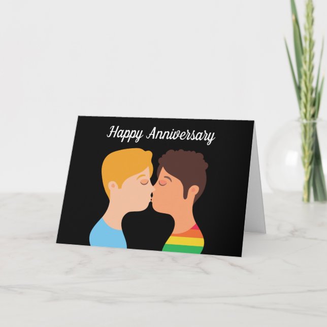 Happy Anniversary Gay Men Paare Romantische Liebe  Karte (Vorderseite)