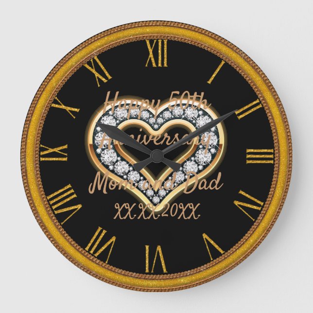 Happy Anniversary Große Wanduhr (Vorderseite)