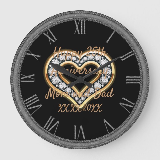 Happy Anniversary Große Wanduhr (Vorderseite)