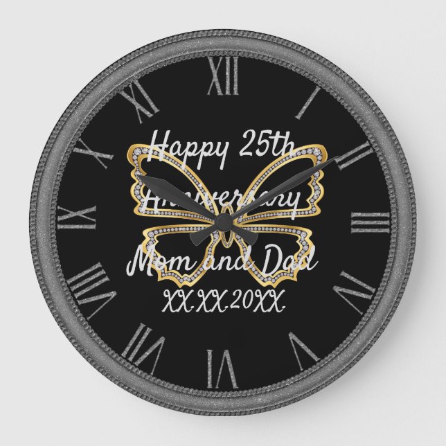 Happy Anniversary Große Wanduhr (Vorderseite)