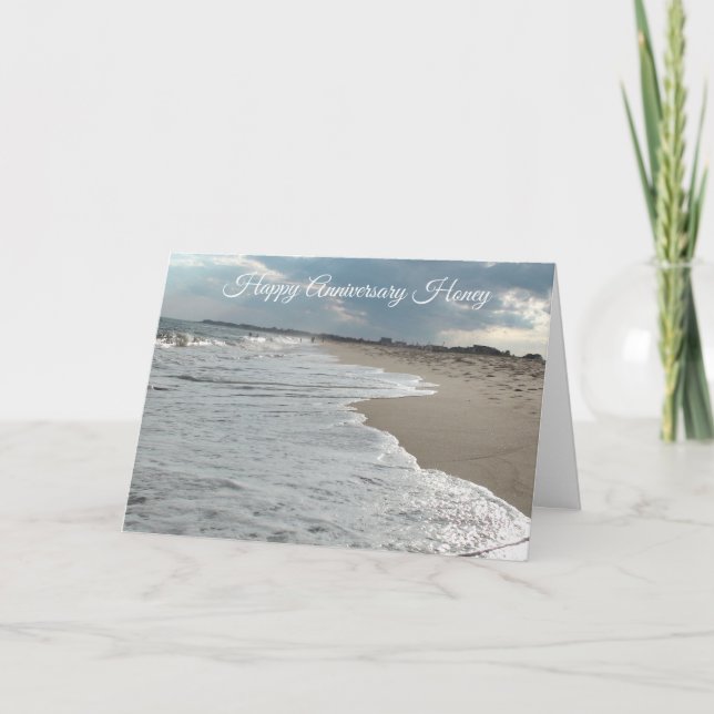 Happy Anniversary Honey Ocean Waves Card Karte (Vorderseite)