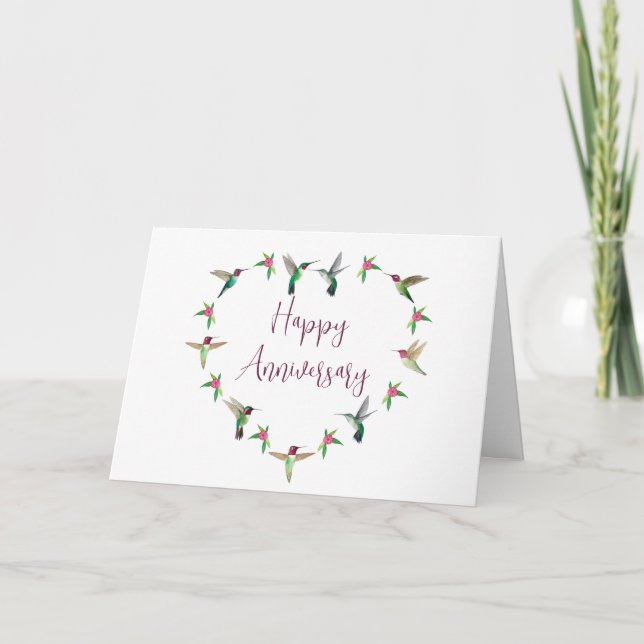 Happy Anniversary Hummingbird Karte (Vorderseite)