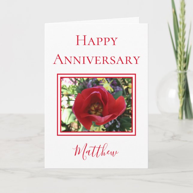 Happy Anniversary Husband Rote Rose Karte (Vorderseite)
