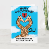 Happy Anniversary I Liebe You Funny Giraffe