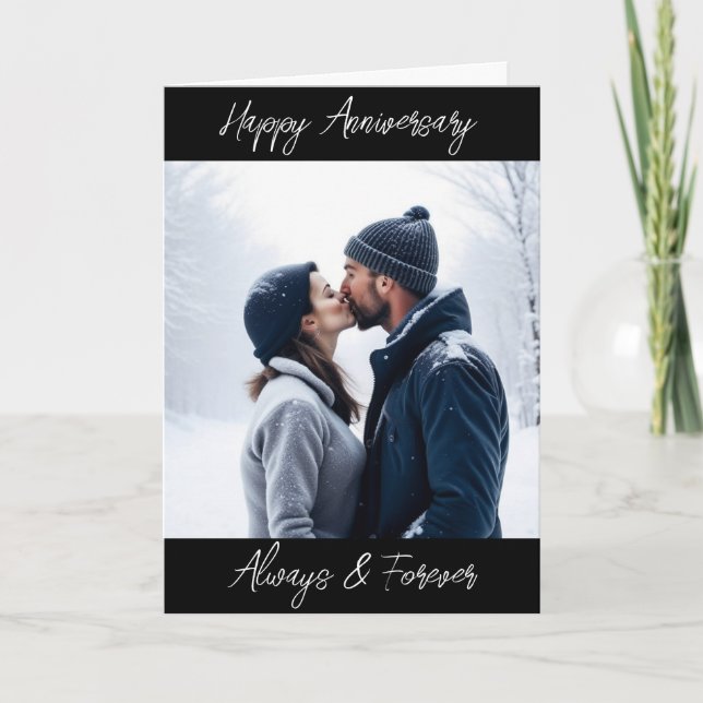 Happy Anniversary immer und für immer Personalisie Karte (Vorderseite)