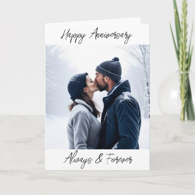 Happy Anniversary immer und für immer Personalisie Karte (Vorderseite)